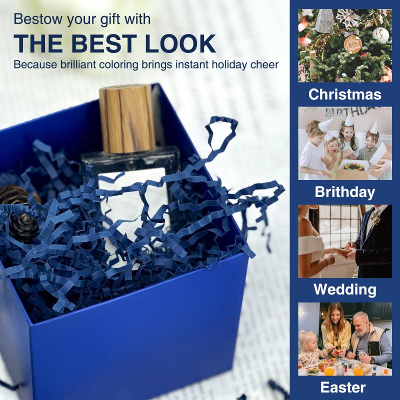 Corlcol 1 LB Dark Blue Crinkle Paper for Gift Box Basket Filler Paper Shred On holiday Party(3MM) - Image 5